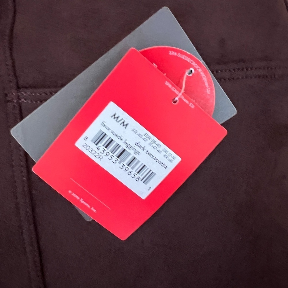 Spanx Stretch Faux Suede Leggings Dark Terracotta Burgundy Size Med New With Tag - Picture 6 of 6